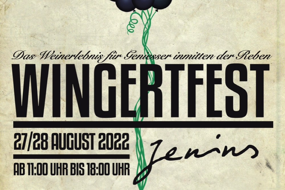Plakat Wingertfest Jenins, 27. und 28. August 2022 jeweils von 11 bis 18 Uhr.
